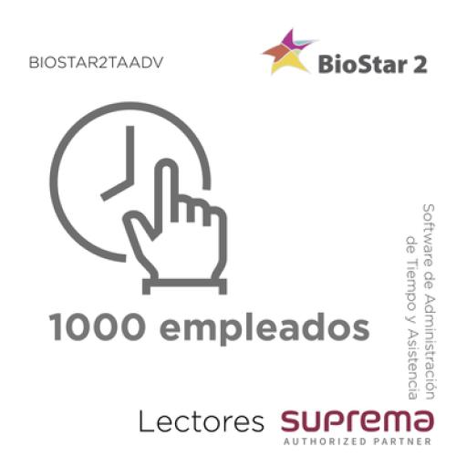 [SUPREMA_BIOSTAR2TAADV] Suprema Software de Administración de Tiempo y Asistencia hasta 1000 empleados, para Lectores SUPREMA