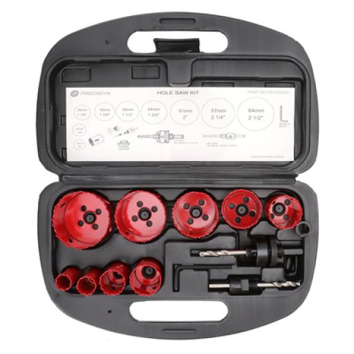 [PRECISION_PST-C020-01] Precision Juego de 13 Brocas Sierra Bimetálica con Adaptadores y Estuche. (3/4", 7/8", 1-1/8", 1-3/8",  1-1/2", 1-3/4", 2", 2-1/4", 2-1/2")