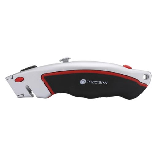 [PRECISION_PST-H050-01] Precision Navaja Uso Rudo con Cortador de Cable, Cuerpo Metálico, Mango Ergonómico (Con 5 Hojas de Repuesto).