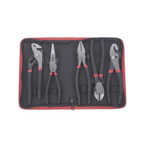 [PRECISION_PST-H010-03] Precision Juego de 5 Pinzas de 8" con Estuche. Incluye: P. Mecánica, P. para Tubo, P. Eléctrica, P. Corte, Nariz Larga.