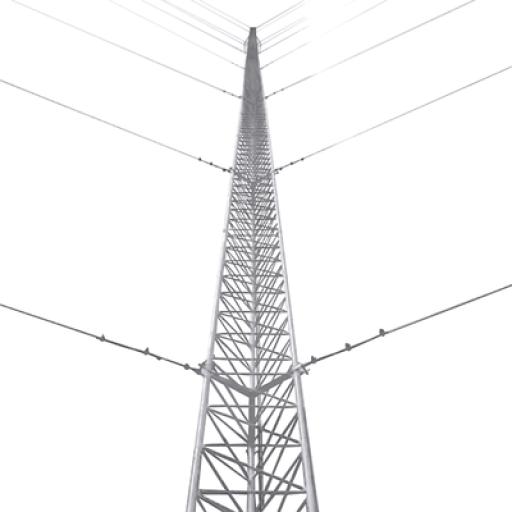 [SYSCOMTOWERS_KTZ-45E-057] SYSCOM TOWERS Kit de Torre Arriostrada de Piso de 57 m Altura con Tramo STZ45 Galvanizado Electrolítico (No incluye retenida).