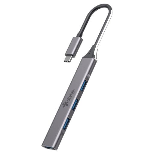 [STYLOS_STCBHUB42G] Stylos HUB MULTIPUERTO STYLOS 4 EN 1 USB TIPO C A 3 PUERTOS USB (STCBHUB42G)