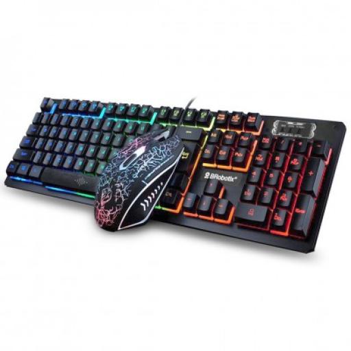 [BROBOTIX_458977 ] BRobotix Teclado y Mouse USB RGB Negro BROBOTIX 458977 