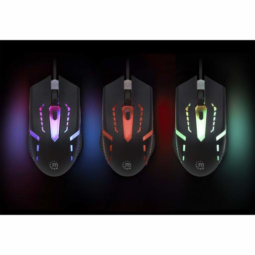 [MANHATTAN_190206] Mouse Gaming óptico cableado USB con iluminación LED RGB Manhattan.