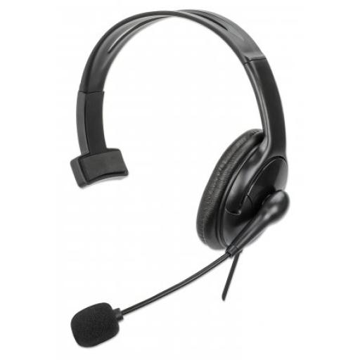 [MANHATTAN_180849] Audífono monoaural USB con micrófono reversible Manhattan.