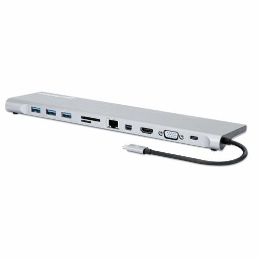[MANHATTAN_130578] Docking Station USB-C 11 en 1 con MST para tres monitores Manhattan.