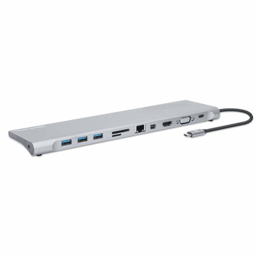 [MANHATTAN_130578] Docking Station USB-C 11 en 1 con MST para tres monitores Manhattan.
