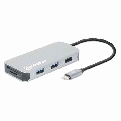 [MANHATTAN_130615] Docking Station para conexión USB-C 8 en 1 Manhattan Gris.