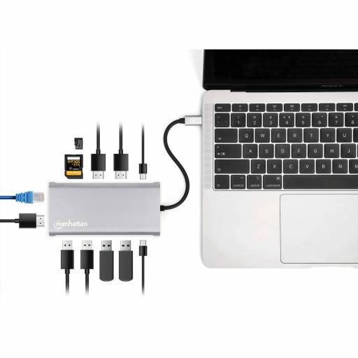 [MANHATTAN_130660] Docking Station USB-C Manhattan Gris.