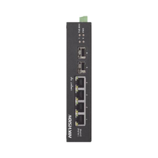 [HIKVISIONDIGITALTECHNOLOGY_DS-3T0506HP-E/HS] Hikvision Digital Technology Switch Industrial No Administrable Gigabit / 3 Puertos Gigabit PoE+ (30 W) + 1 Puerto Gigabit PoE++ (60 W) / 2 Puertos SFP / 65 W Total / 48 a 57 VCD / Ideal para Proyectos 