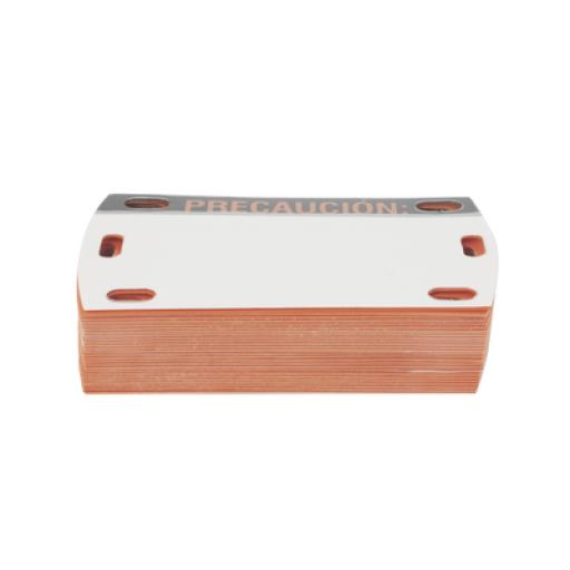 [LINKEDPROBYEPCOM_LP-EAL] LINKEDPRO BY EPCOM Etiqueta Autolaminada para Identificación de Fibra Optica Paquete de 25 piezas, Para Uso Interior/Exterior, Dimensiones de 90 x 50 mm, Color Negro con Naranja