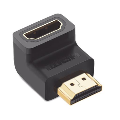 [UGREEN_20109] Ugreen Adaptador HDMI de 90 Grados Macho a Hembra / Hacia Abajo / HDMI 2.0  4K@60Hz / Proporciona Flexibilidad Sin Doblar los Cables HDMI