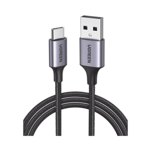[UGREEN_60128] Ugreen Cable USB-A a USB-C | 2 Metros | Transferencia de datos de 480 Mbps | Carga Rápida | QC 4.0/3.0/2.0 | FPC | AFC | Protección Integrada | Caja de Aluminio | Nylon Trenzado | Color Negro | 2 años de Garantía.