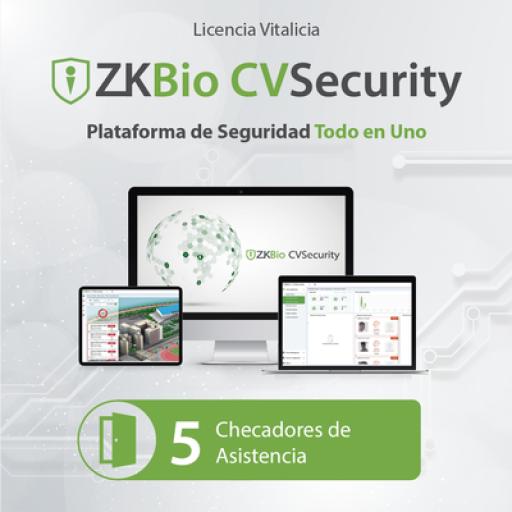 [ZKTECO_ZKCVTAP5] ZKTeco Licencia para ZKBio CVsecurity permite gestionar hasta 5 dispositivos para tiempo y asistencia
