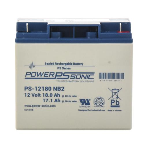 [POWER-SONIC_PS-12180-NB2] Power-Sonic Batería 12V, 18AH, Para Respaldo, Tecnologías AGM/VRLA, 5 Años Vida Útil, Terminales NB2, Reconocida UL 