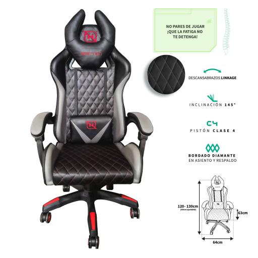 [NECNON_NBSG0131C4] NECNON SILLA GAMER NECNON NSG-01 BK/GREY/RED RESPALDO 145° CLASE 4 140-150KG 