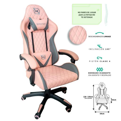 [NECNON_NBSG0130C4] NECNON SILLA GAMER NECNON NGS-01 FOAM COJ LUM/CAB ROSA/GRIS NBSG0130C4