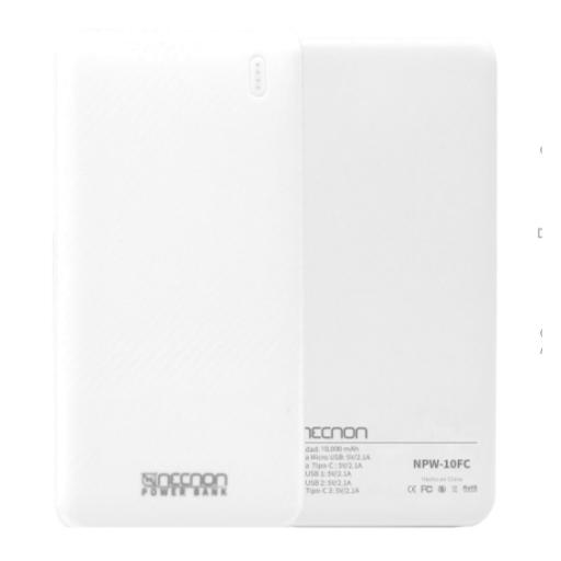 [NECNON_NBPB1012FC] NECNON POWERBANK NPW-10FC 10000MAH INDICADOR LED TIPO C BLANCO (NBPB1012FC)
