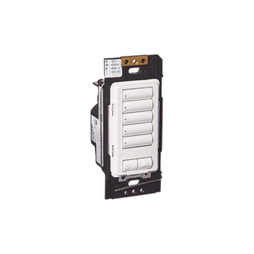 [LUTRON_RRDHN5BRLWH] Lutron (RadioRA2) Botonera 5 botones hibrida, requiere cable neutro para el control del circuito.