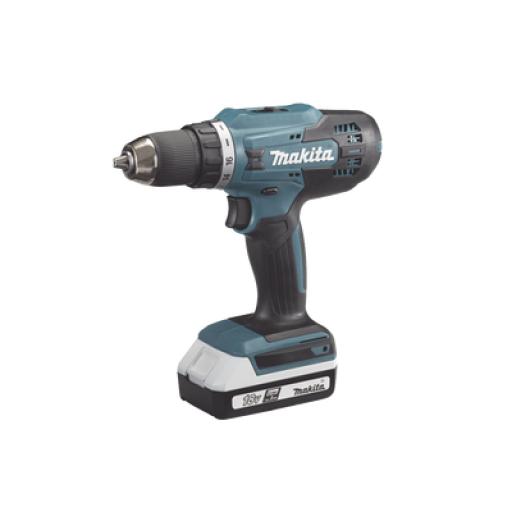 [MAKITA_DF488D004] Makita Taladro Inalámbrico SIN CARBONES, Broquero de 1/2", 1,700 RPM, 18V⎓, Torque: 40 N.m C/2 Bat. (1.5Ah) y Cargador.