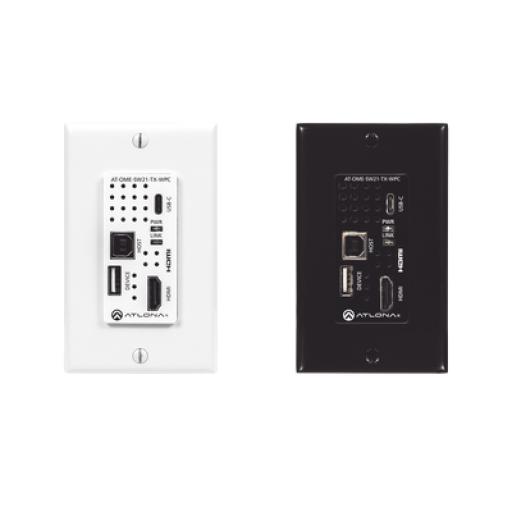 [ATLONA_AT-OME-SW21-TX-WPC] ATLONA Placa de pared con Switcher y Transmisor HDBaseT con entradas HDMI y USB-C con concentrador USB para integración de AV