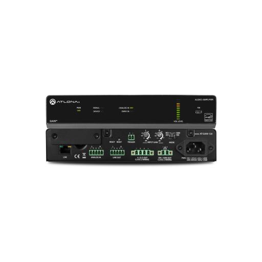 [ATLONA_AT-GAIN-120] ATLONA Amplificador de potencia estéreo / mono - 120 Watts / Eficiente clase D / Opcional AES67 (Interfaz de audio en red Dante)