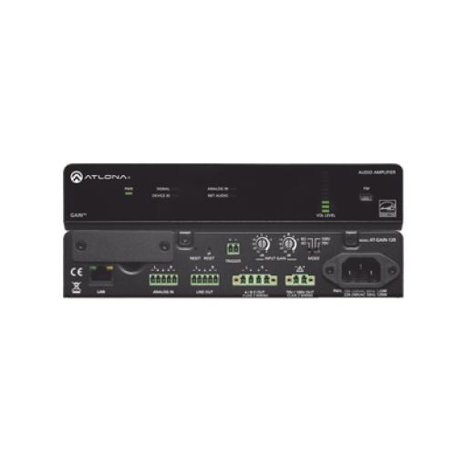 [ATLONA_AT-GAIN-120] ATLONA Amplificador de potencia estéreo / mono - 120 Watts / Eficiente clase D / Opcional AES67 (Interfaz de audio en red Dante)