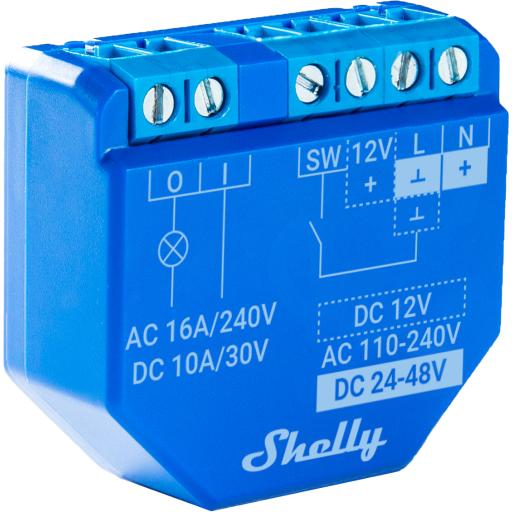 [SHELLY_SHELLYPLUS1] SHELLY Relevador inalámbrico inteligente 16A, 110-230 V, compatible con asistente de voz Alexa, Google Home