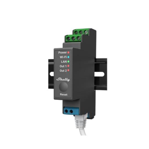 [SHELLY_SHELLYPRO2] SHELLY Relevador / Interruptor WIFI/ Industrial y residencial inteligente / Hasta 16A / Soporta Google /Alexa / Nube P2P y control Local / 2 canales y puerto ethernet