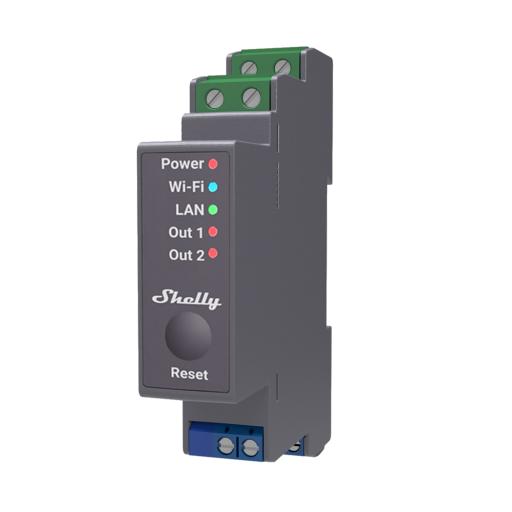[SHELLY_SHELLYPRO2] SHELLY Relevador / Interruptor WIFI/ Industrial y residencial inteligente / Hasta 16A / Soporta Google /Alexa / Nube P2P y control Local / 2 canales y puerto ethernet