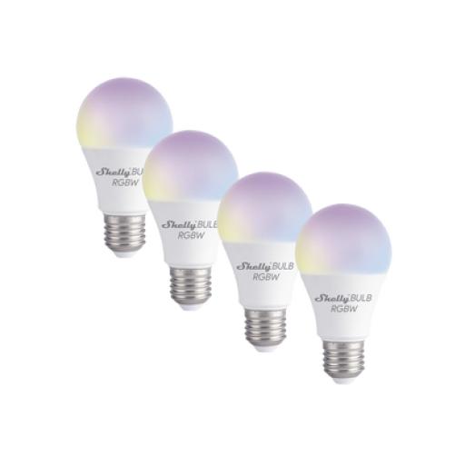 [SHELLY_SHELLYDUORGBWK4] SHELLY Kit de 4 / Foco tipo inteligente con señal inalámbrica WIFI / multi color RGBW/ uso de App Shelly/ AC 100-240V
