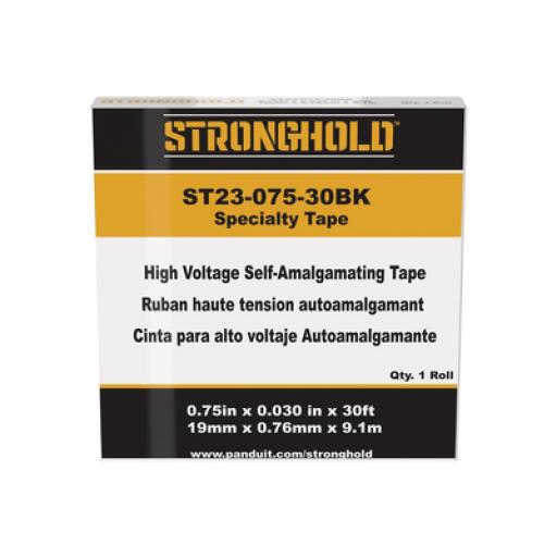 [PANDUIT_ST23-075-30BK] Panduit Cinta Eléctrica STRONGHOLD para Aislar de Caucho EPR, Autofusionable, Uso Industrial en Uniones de Alto Voltaje y Temperatura, Grosor de 0.76mm (30 mil), Ancho de 19mm, y 9.1m de Largo, Color Negro