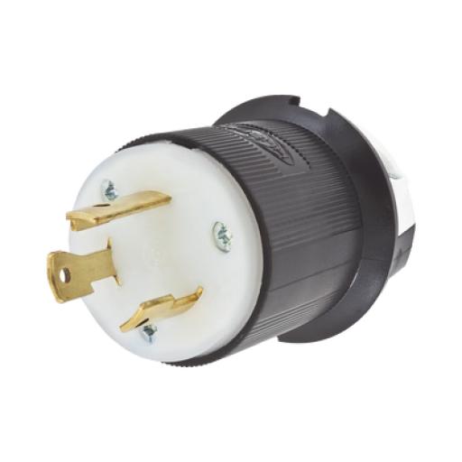 [HUBBELL_HUB-HBL-2611] Hubbell Clavija Industrial con Bloqueo de Media Vuelta / 30 A 125 V CA / 2 Polos 3 Hilos / Color Blanco y Negro / Nema L5-30P.