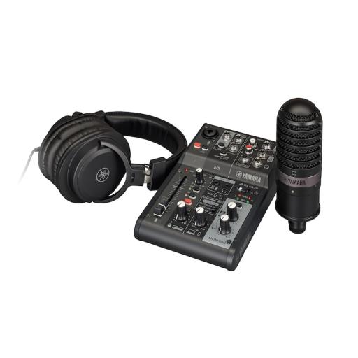 [YAMAHA_AG03MK2BLSPK] YAMAHA Paquete para live streaming | Mezclador de Streaming en Vivo de 3 canales |  Micrófono de Condensador con Calidad de Estudio | Auriculares con Calidad de Estudio