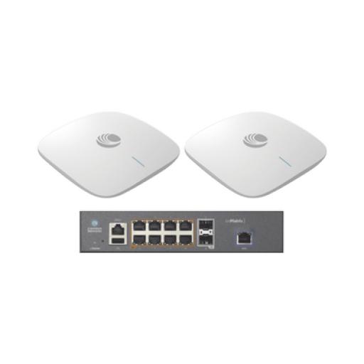[CAMBIUMNETWORKS_SKIT-CNPILOT-W6] Cambium Networks Starter Kit Wi-Fi Empresarial de 2 Access Point XV2-2X y 1 Switch PoE EX1010P