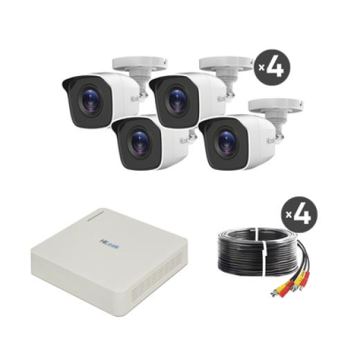 [HIKVISIONDIGITALTECHNOLOGY_KIT7204BM(C)] Hikvision Digital Technology Kit TurboHD 720p / DVR 4 canales / 4 Cámaras Bala de Metal / 4 Cables 18 Mts / H.265+ / 1 Fuente de Poder Profesional / Accesorios de Instalación