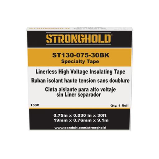 [PANDUIT_ST130-075-30BK] Panduit Cinta Eléctrica STRONGHOLD para Aislar de Caucho EPR, Autoadhesiva, Uso Industrial en Uniones de Alto Voltaje y Temperatura , Grosor de 0.76mm (30 mil), Ancho de 19mm, y 9.1m de Largo, Color Negro