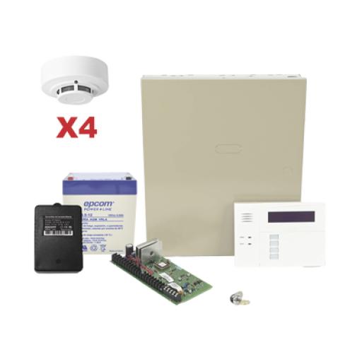 [HONEYWELLHOMERESIDEO_VISTA48LASMK/6160RF] HONEYWELL HOME RESIDEO Kit de Panel de Alarma VISTA48LA con Gabinete, Batería y Transformador / 4 Sensores de humo