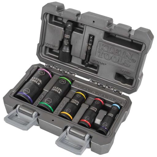 [KLEINTOOLS_66070] Klein Tools Juego de Dados de Impacto de 7 piezas, Medidas: 3/8 x 7/16'', 1/2 x 9/16'', 5/8 x 11/16'', 3/4 x 13/16'', y 7/8 x 15/16''