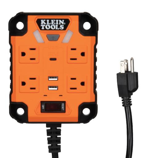 [KLEINTOOLS_29601] Klein Tools Multicontacto Powerbox 1, con 4 Salidas 120 Vca, 2 USB-A / 1 USB-C, Luces LED Integradas y Soporte Magnético