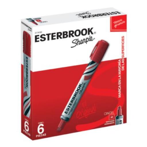 [SHARPIE_2174193] SHARPIE Marcador Permanente Esterbrook Color Rojo C/6 Pzas