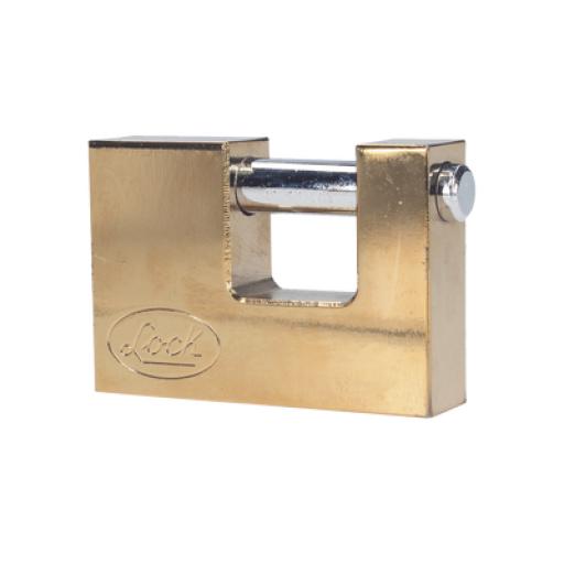 [LOCK_SYS-L22-C70-ELBB] LOCK Candado de acero para Cortina Metálica / Medida 70 mm/ Acabado Latón Brillante / Nivel de Seguridad 6 / Llave Estándar.