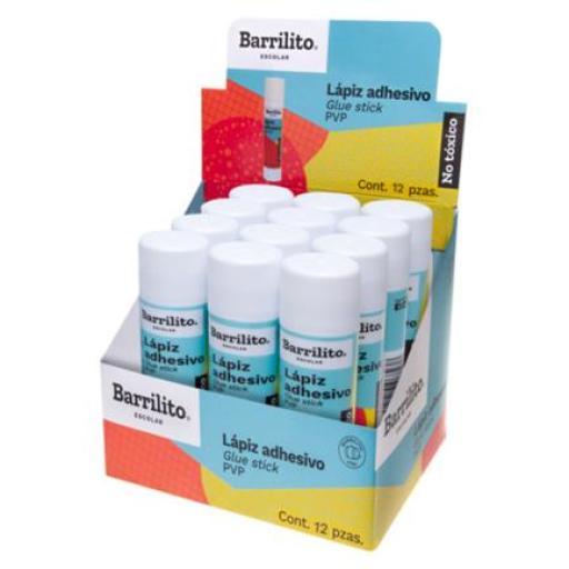[BARRILITO_36GCH] Barrilito Lápiz Adhesivo Barrilito 36 g Caja C/12 Pzas