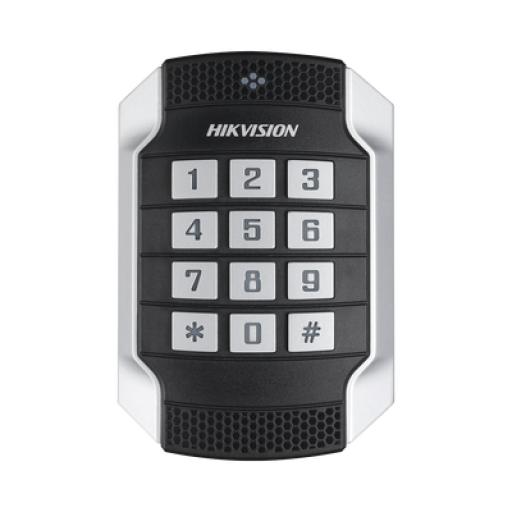 [HIKVISIONDIGITALTECHNOLOGY_DS-K1104MK] Hikvision Digital Technology Lector de Tarjetas MIFARE y Contraseñas / Wiegand W26 - W34 y RS-485 / IP65 / IK10 / Estetico y Facil de Utilizar / Indicador LED