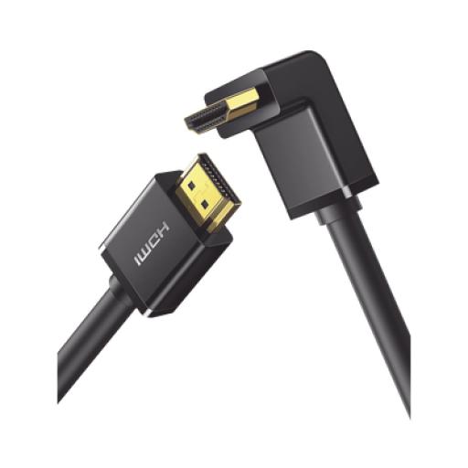 [UGREEN_10172] Ugreen Cable HDMI 2.0  en Angulo de 90°  / 1 m / 4K@60Hz / HDR / 3D / HEC (Canal Ethernet HDMI) / ARC (Canal de Retorno de Audio / CEC / 32 canales de Audio / HDCP 2.2 / Dolby Atmos / 18 Gbps / Blindaje Múltiple