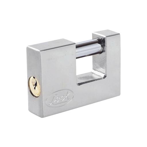 [LOCK_SYS-L22-C80-ECSB] LOCK Candado para Cortina Metálica / Medida 80 mm/ Acabado Cromo Satinado/ Nivel de Seguridad 6 / Llave Estándar.