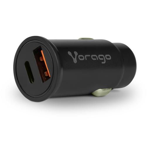 [VORAGO_AU-305-BK] Vorago CARGADOR PARA AUTO VORAGO TIPO C 20W/USB A CARGA RAPIDA 3.0 AU-305-BK