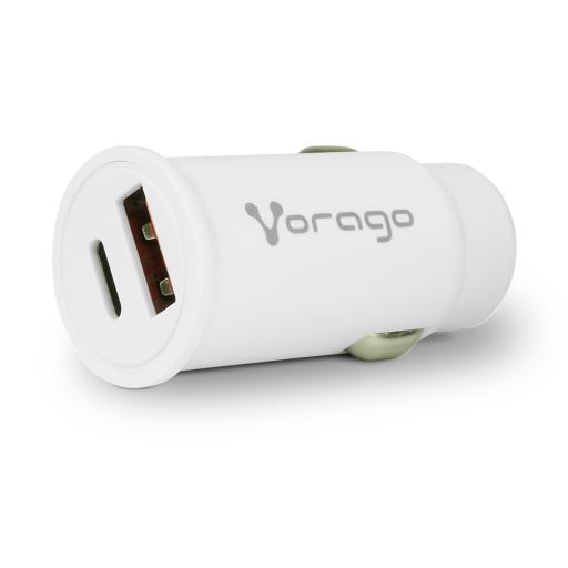 [VORAGO_AU-305-WH] Vorago CARGADOR PARA AUTO VORAGO TIPO C 20W/USB A CARGA RAPIDA 3.0 AU-305-WH