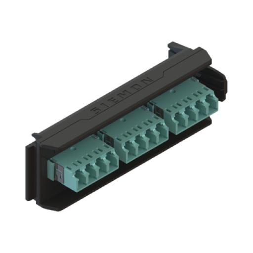 [SIEMON_LVA12-LCQ-BC-A] Siemon Placa Acopladora LightVerse, 6 Conectores Dúplex LC/UPC, Acepta hasta 12 fibras Multimodo OM3 y OM4  (No Shuttered)