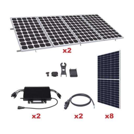 [HOYMILES_KITHMS4K550SP] HOYMILES Kit Solar para Interconexión de 4.4KW de Potencia Pico 220Vcc con Microinversor y 8 Módulos de 550 W (Incluye Montaje )